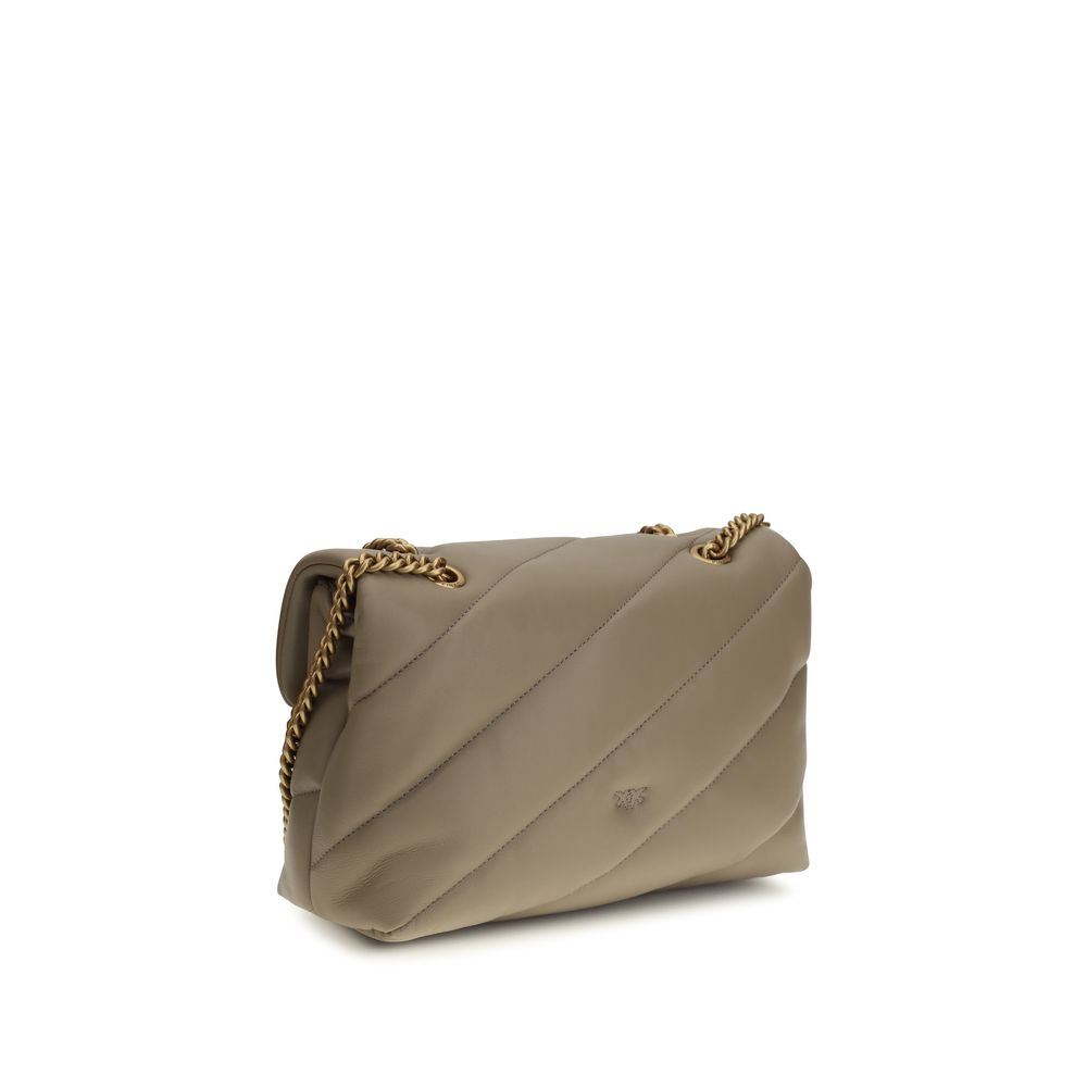 PINKO Gray Calf Leather Bos Taurus Shoulder Bag PINKO