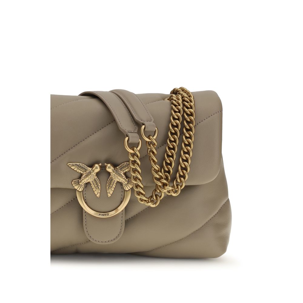 PINKO Gray Calf Leather Bos Taurus Shoulder Bag PINKO