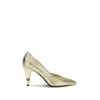 Versace Gold Calf Leather Bos Taurus High Heel Pumps Versace