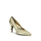 Versace Gold Calf Leather Bos Taurus High Heel Pumps Versace