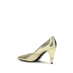 Versace Gold Calf Leather Bos Taurus High Heel Pumps Versace