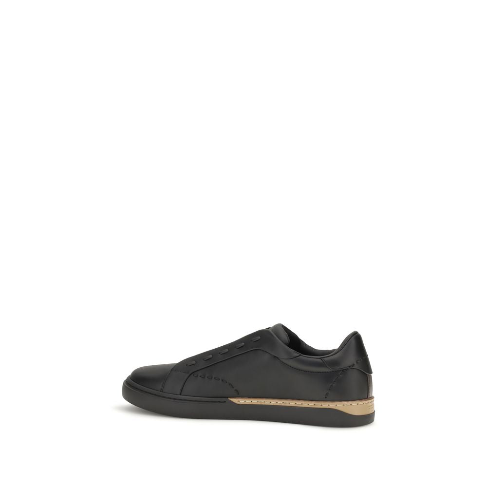 Fendi Black Calf Leather Bos Taurus Sneakers Fendi