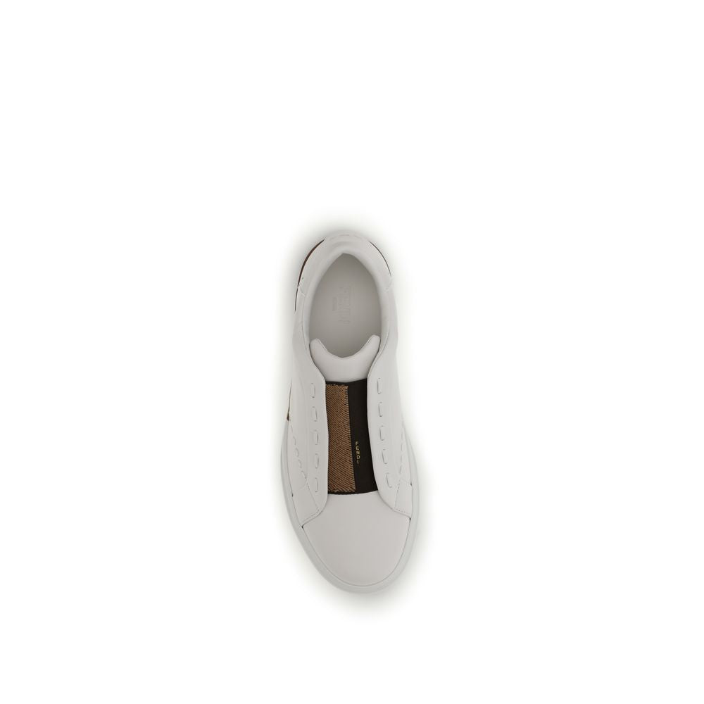 Fendi White Calf Leather Bos Taurus Low Top Sneakers Fendi