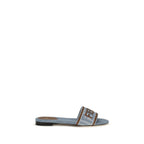 Fendi Blue Cotton Flat Sandals