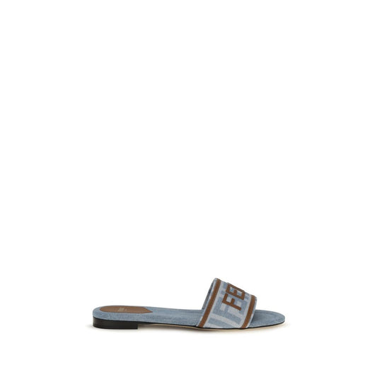 Fendi Blue Polyamide Flat Sandals