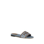 Fendi Blue Cotton Flat Sandals