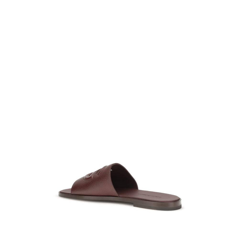 Dolce & Gabbana Brown Calf Leather Bos Taurus Flat Sandals - Eljoys Fashion 