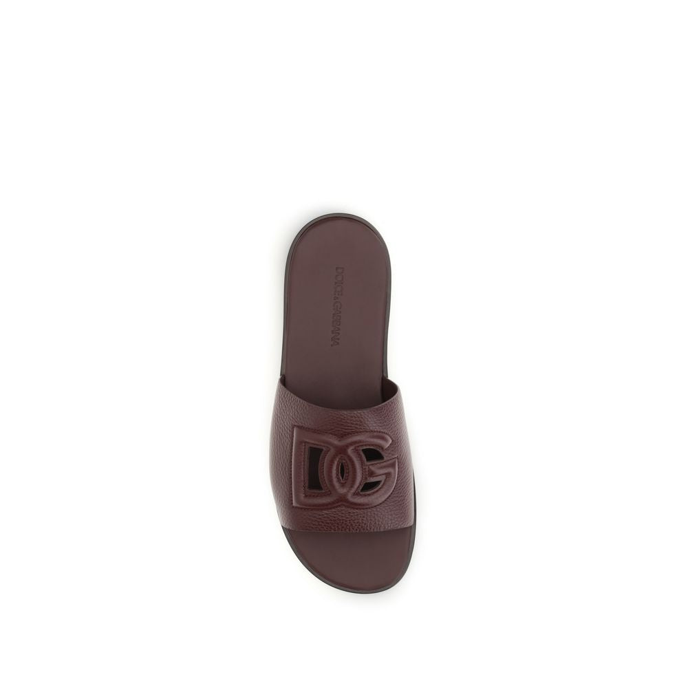 Dolce & Gabbana Brown Calf Leather Bos Taurus Flat Sandals - Eljoys Fashion 