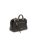 Dolce & Gabbana black calf leather Bos Taurus handbag with structured design and gold-tone hardware.