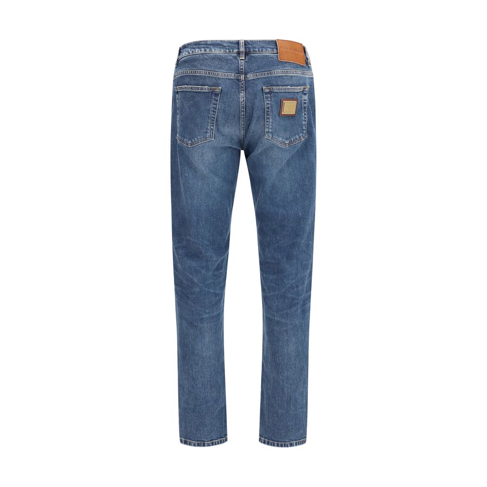 Dolce & Gabbana Blue Cotton Straight-Leg Jeans Dolce & Gabbana