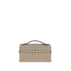 Gray Tory Burch Calf Leather Bos Taurus Wallet with multiple card slots and sleek design, showcasing fine craftsmanship.