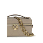 Gray Tory Burch Calf Leather Bos Taurus Wallet with multiple card slots and sleek design.