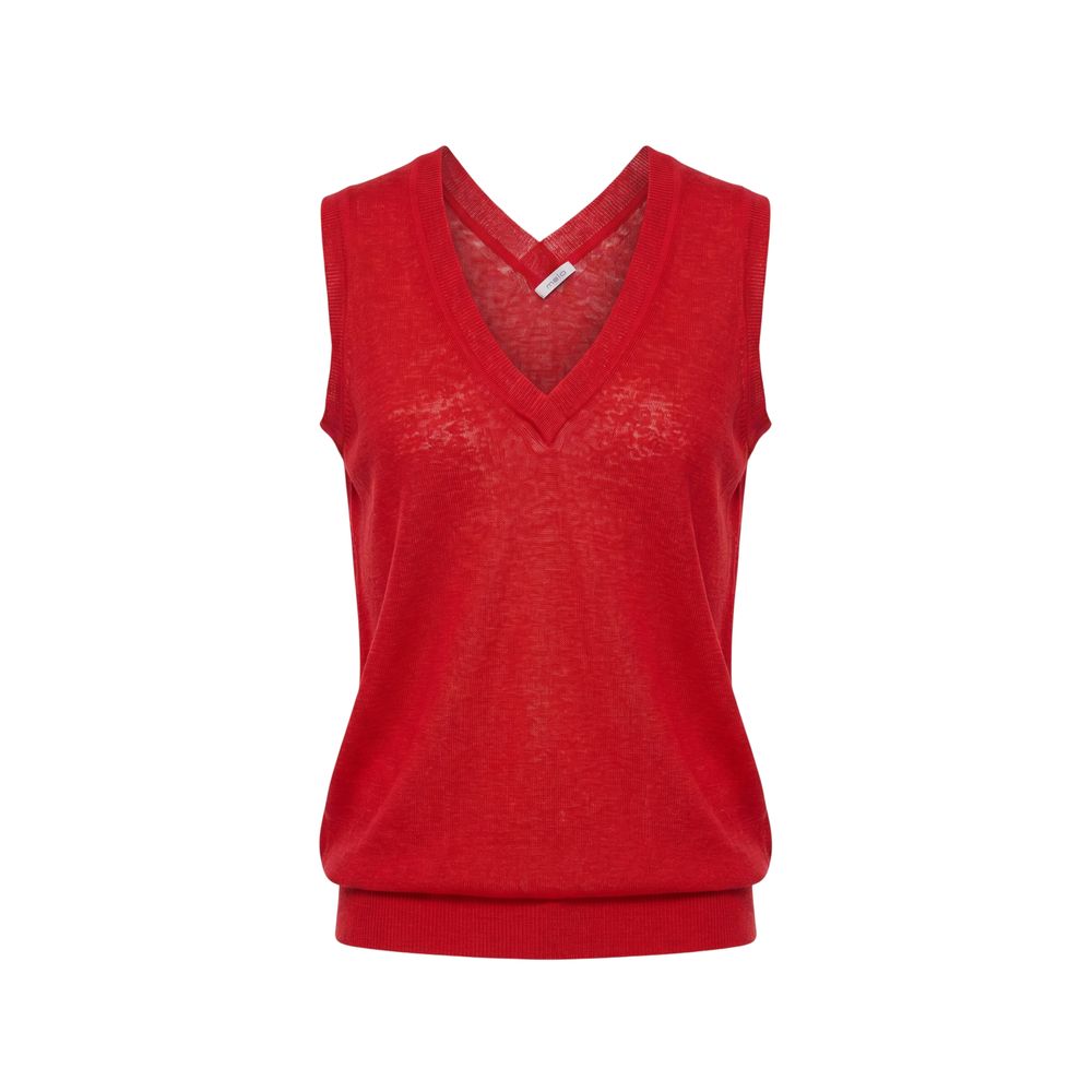Malo Red Linen Women Tank Malo