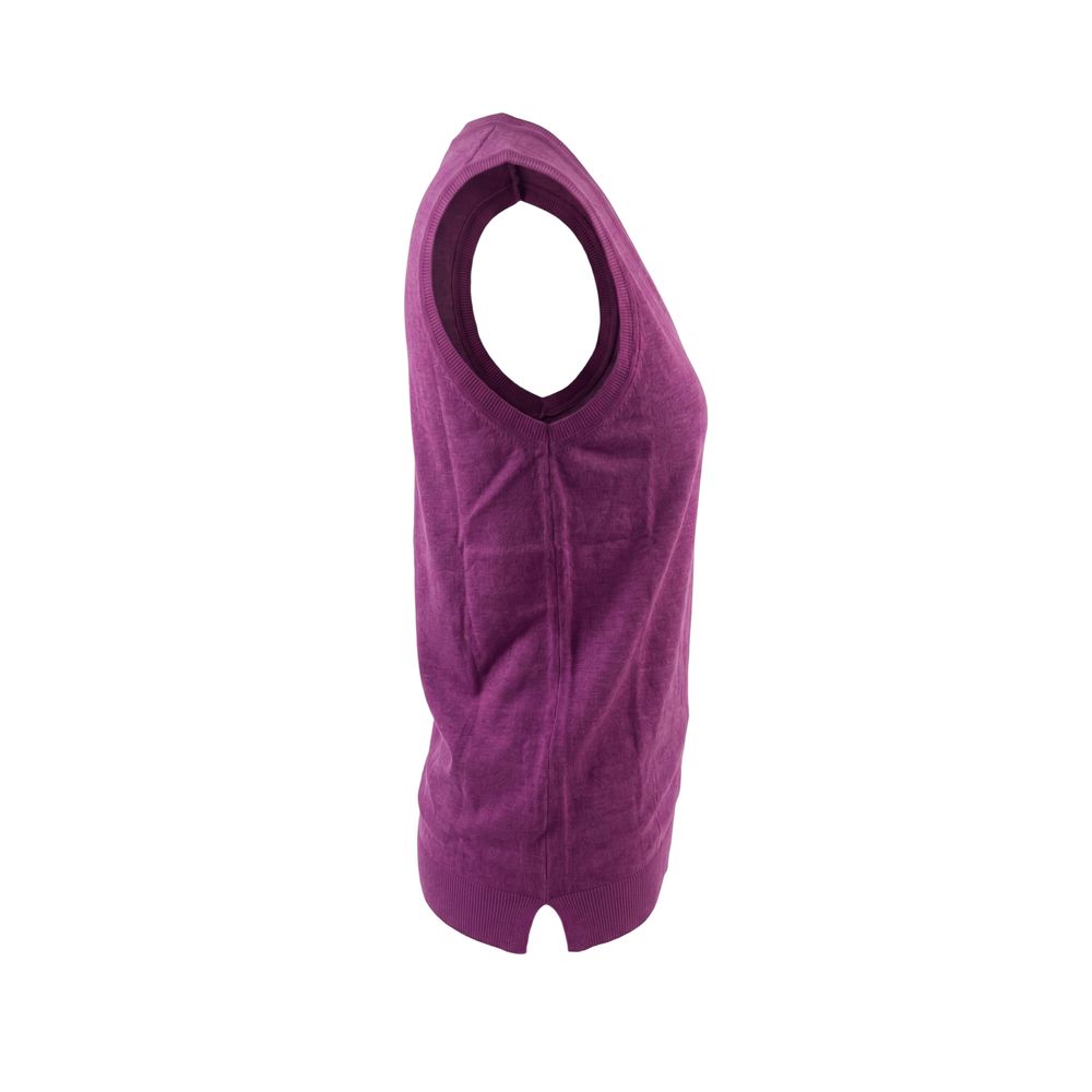 Purple linen tank top for women by Malo, featuring a sleeveless design and relaxed fit, perfect for casual summer wear.
