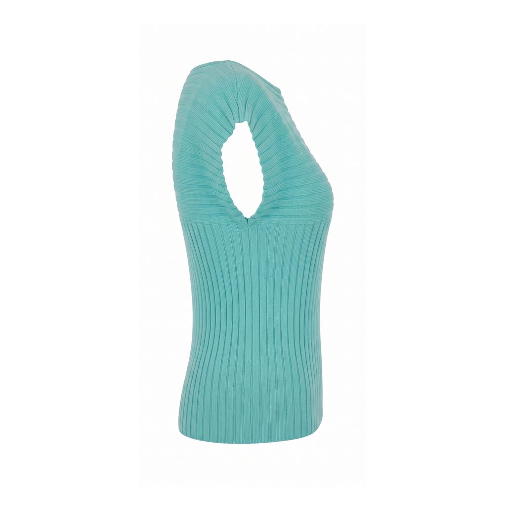 Light blue cotton women's sweater by Malo, featuring a cozy fit and classic style, designed for casual and comfortable wear.