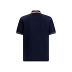 Ferragamo blue cotton polo shirt with short sleeves and classic collar, displayed on a neutral background.