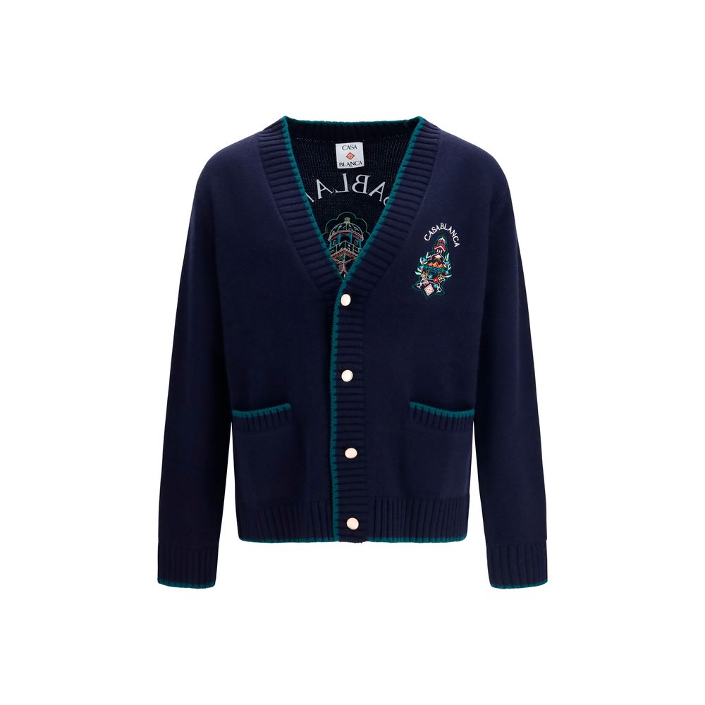 Casablanca Blue Wool Oves Aries Cardigan Casablanca