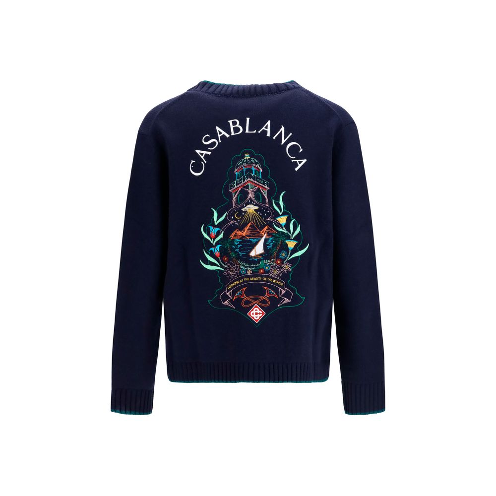 Casablanca Blue Wool Oves Aries Cardigan Casablanca