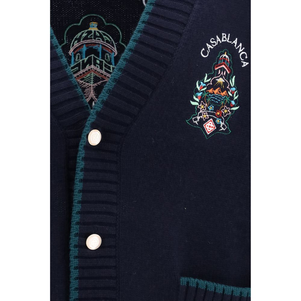 Casablanca Blue Wool Oves Aries Cardigan Casablanca