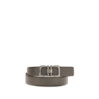 Ferragamo brown calf leather Bos Taurus regular belt with polished metal buckle, showcasing high-quality craftsmanship and classic style.