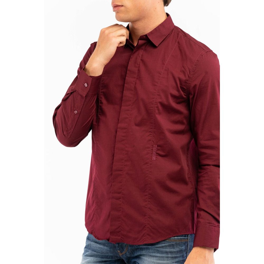Bikkembergs Bordeaux Cotton Dress Shirt Bikkembergs