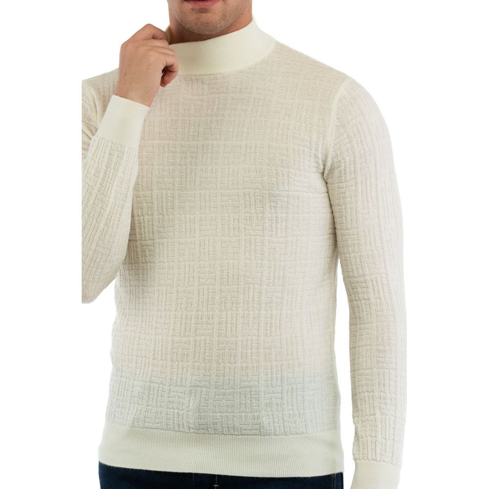 Bikkembergs White Wool Turtleneck Bikkembergs