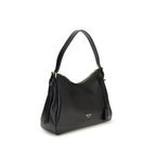 Prada black calf leather Bos Taurus shoulder bag with sleek design and structured shape, featuring subtle hardware accents.