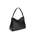 Prada black calf leather Bos Taurus shoulder bag with gold hardware and top handle, stylish and elegant for everyday use.
