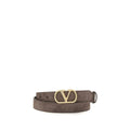 Valentino Garavani brown calf leather Bos Taurus belt with sleek design and adjustable buckle for men or women.