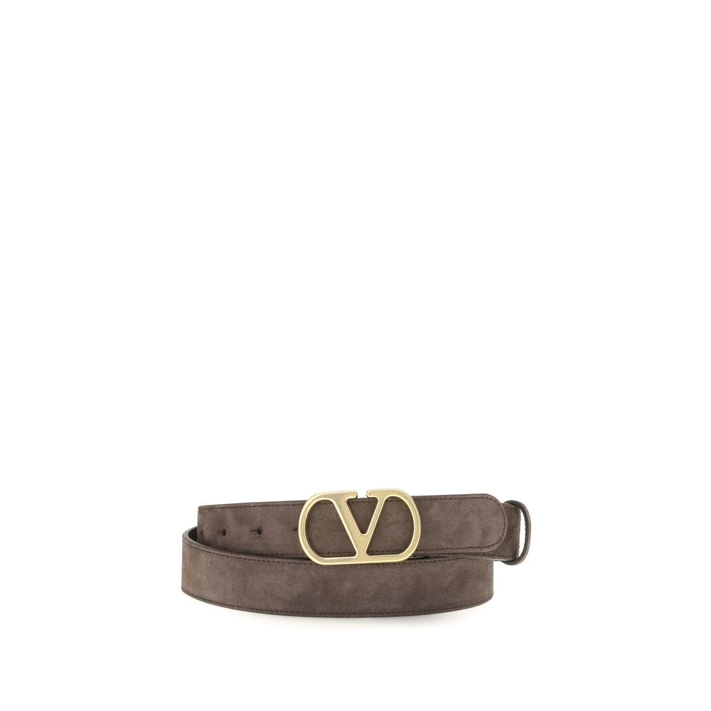 Valentino Garavani brown calf leather Bos Taurus belt with sleek design and adjustable buckle for men or women.