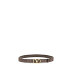 Valentino Garavani brown calf leather Bos Taurus belt with elegant design and adjustable buckle for men.