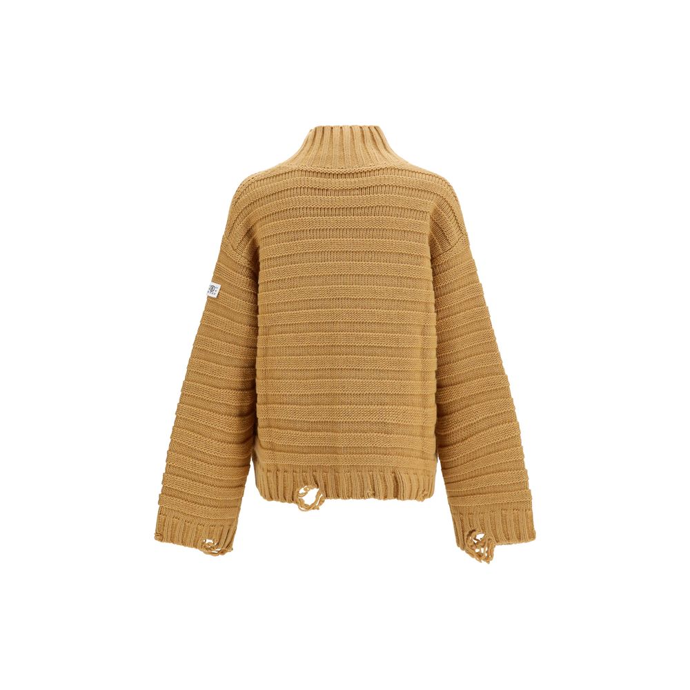 MM6 Beige Wool Oves Aries Turtleneck MM6