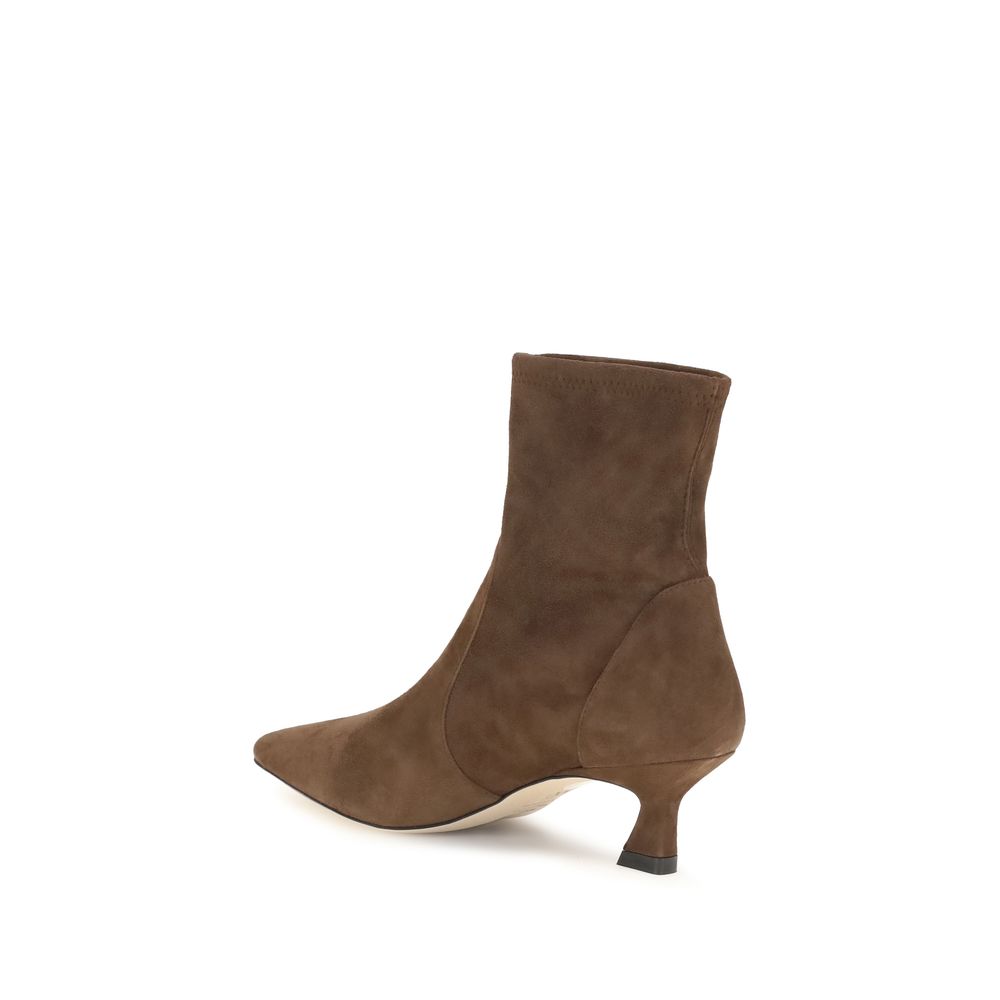 Stuart Weitzman Brown Calf Leather Bos Taurus Ankle Boots Stuart Weitzman