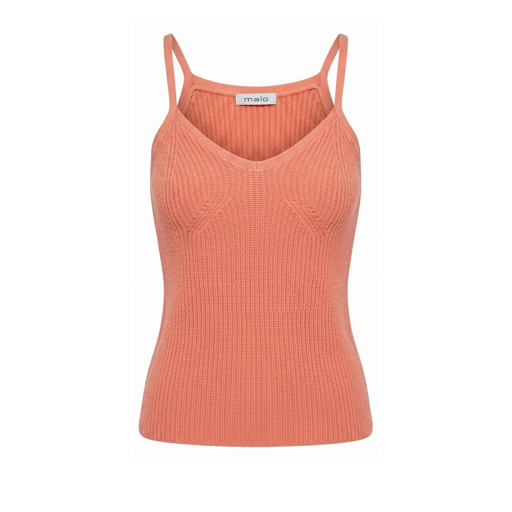 Pink Malo wool women's tank top with a fitted design and sleeveless style, perfect for casual or layered outfits.