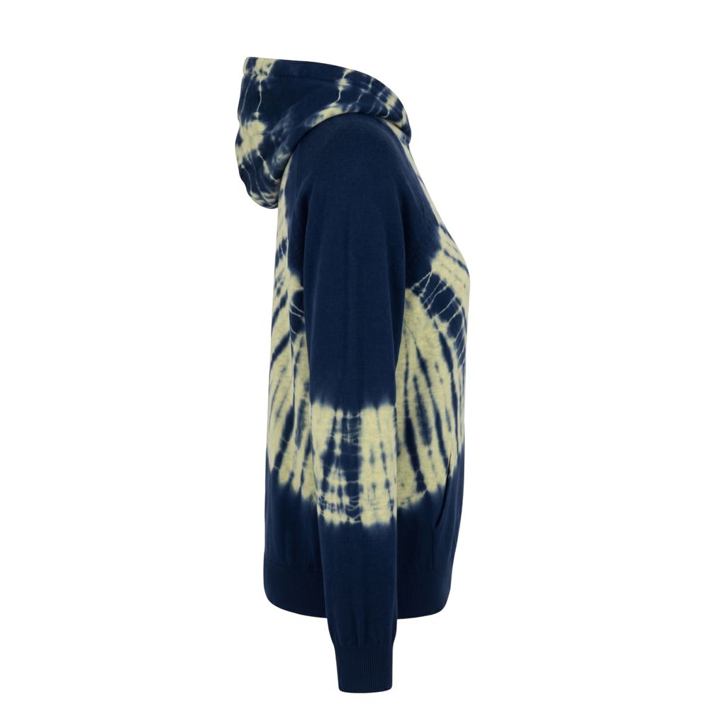 Malo blue cotton women's sweatshirt with long sleeves and a relaxed fit, casual and comfortable for everyday wear.