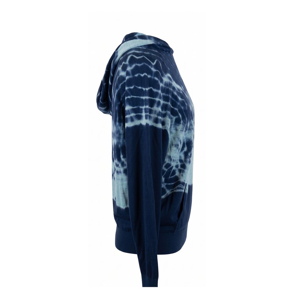 Blue cotton women's sweatshirt by Malo, featuring a relaxed fit and casual design with long sleeves and ribbed cuffs.