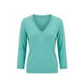 Blue cotton women's sweater by Malo, featuring a cozy, stylish design with a round neckline and long sleeves.