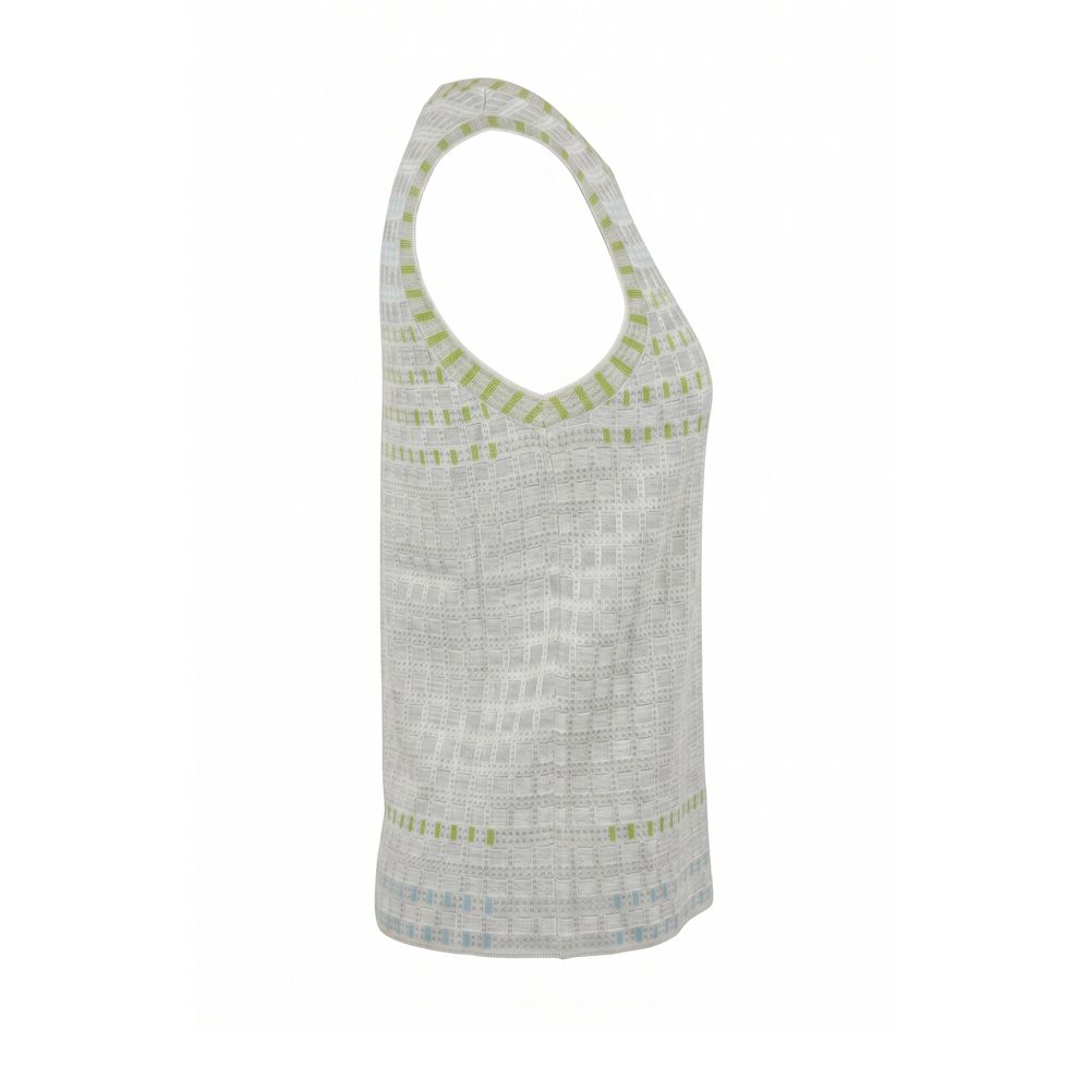 Malo grey silk women's sweater displayed flat, showcasing its soft texture and elegant design.