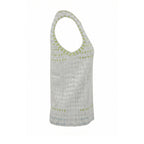Malo grey silk women's sweater displayed flat, showcasing its soft texture and elegant design.