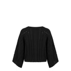 Black cotton women's sweater by Malo featuring a classic fit and cozy design, perfect for casual wear.