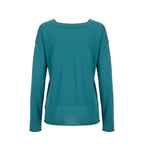 Blue cotton women's sweater by Malo featuring a classic fit and soft texture, displayed on a neutral background.