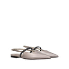 Beige leather ballet flats by Brunello Cucinelli, featuring a sleek design and soft leather upper for elegant everyday wear.