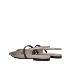 Beige leather ballet flats by Brunello Cucinelli featuring a sleek, comfortable slip-on design and elegant stitching details.