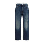 7FOR Blue Cotton Straight-Leg Jeans
