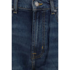 7FOR Blue Cotton Straight-Leg Jeans