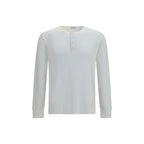 White cotton long sleeve T-shirt by Burberry with subtle branding, displayed flat on a neutral background.