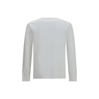 White cotton long sleeve T-shirt by Burberry featuring a classic design and the brand's logo on the front.