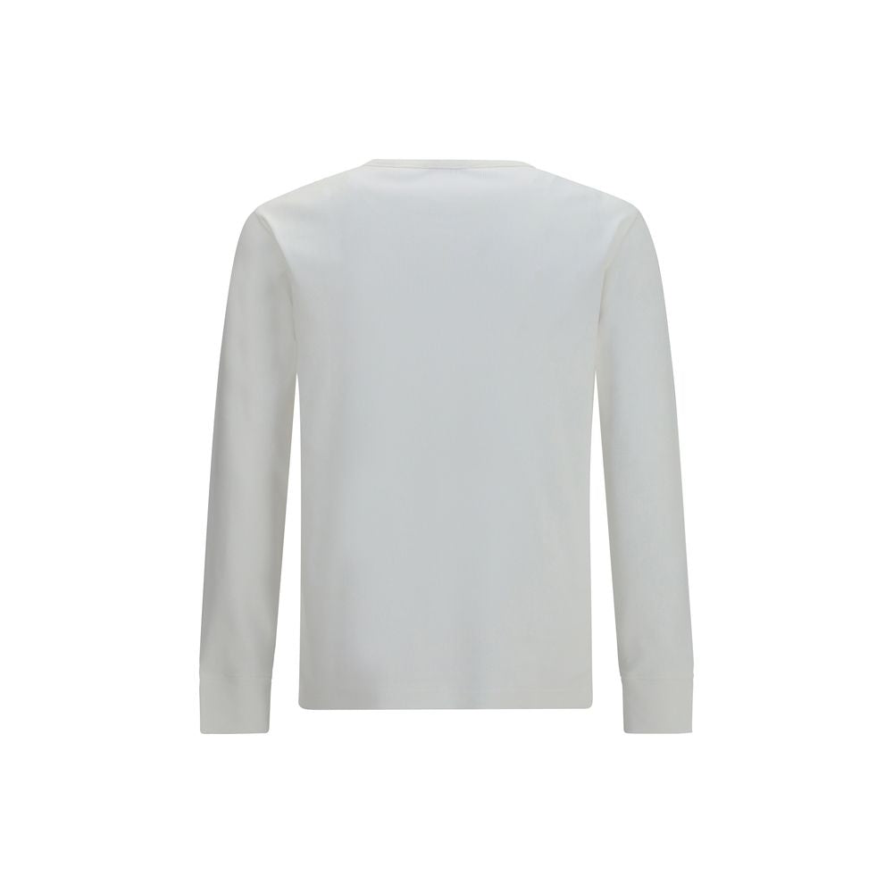 White cotton long sleeve T-shirt by Burberry featuring a classic design and the brand's logo on the front.
