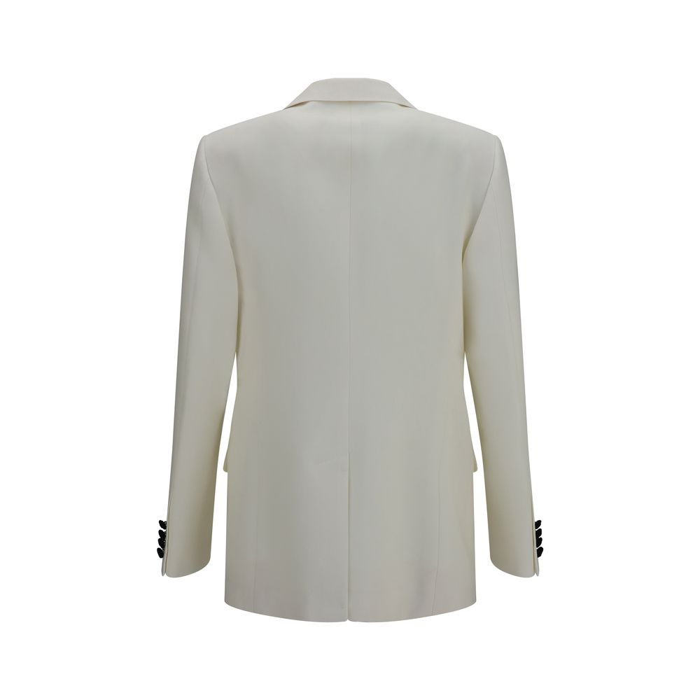Valentino Garavani white wool blazer with tailored fit and classic lapel, styled for a sophisticated look.