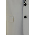 Valentino Garavani white wool blazer with over Aries design, tailored fit, featuring classic lapel and button closure.
